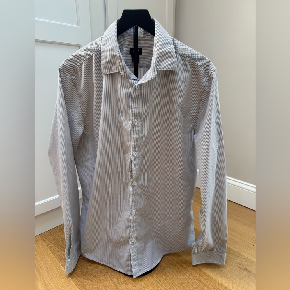 H&M Light Gray Striped Dress Shirt